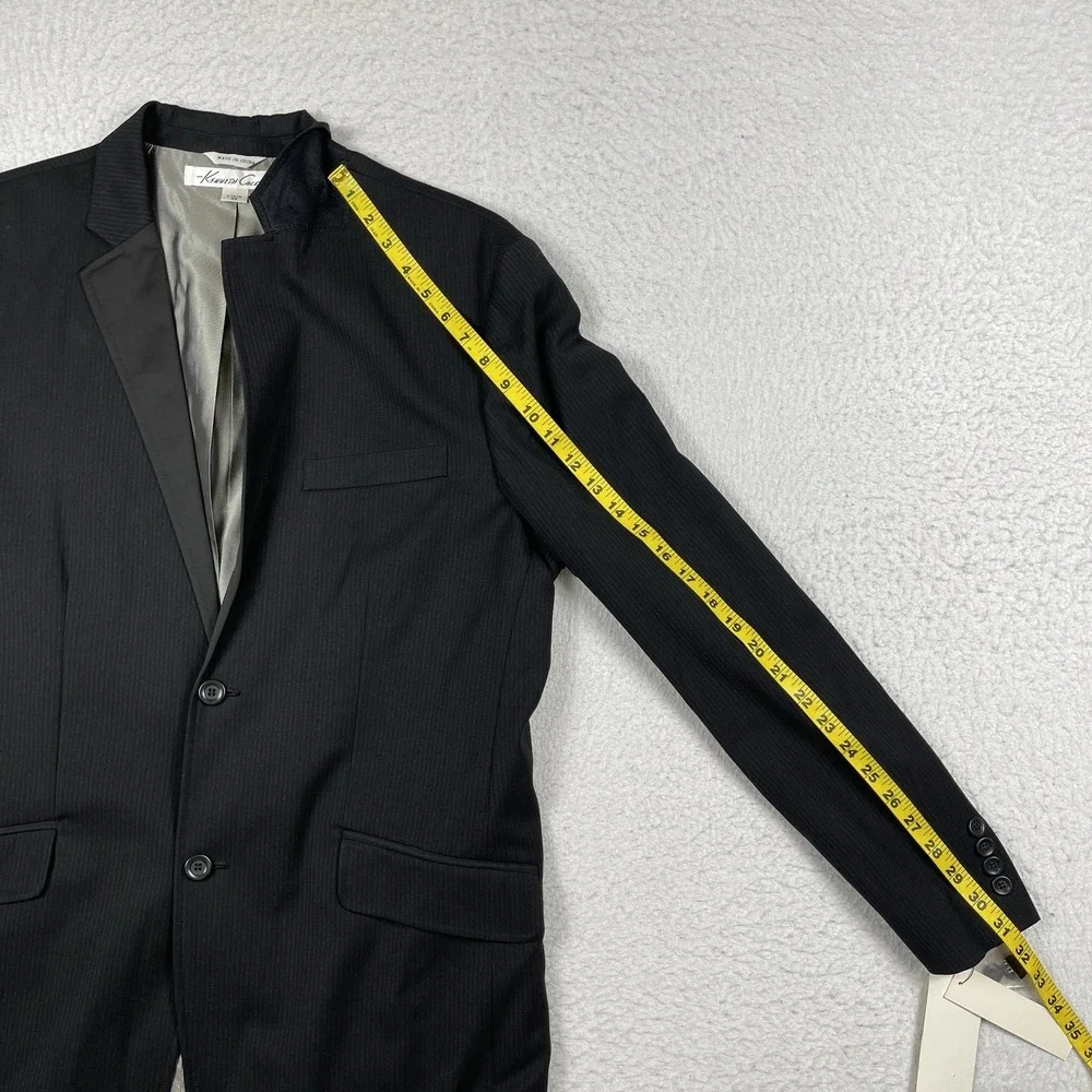 Kenneth Cole Suit Jacket Mens 42 Large Black Striped Casual Office Work Business